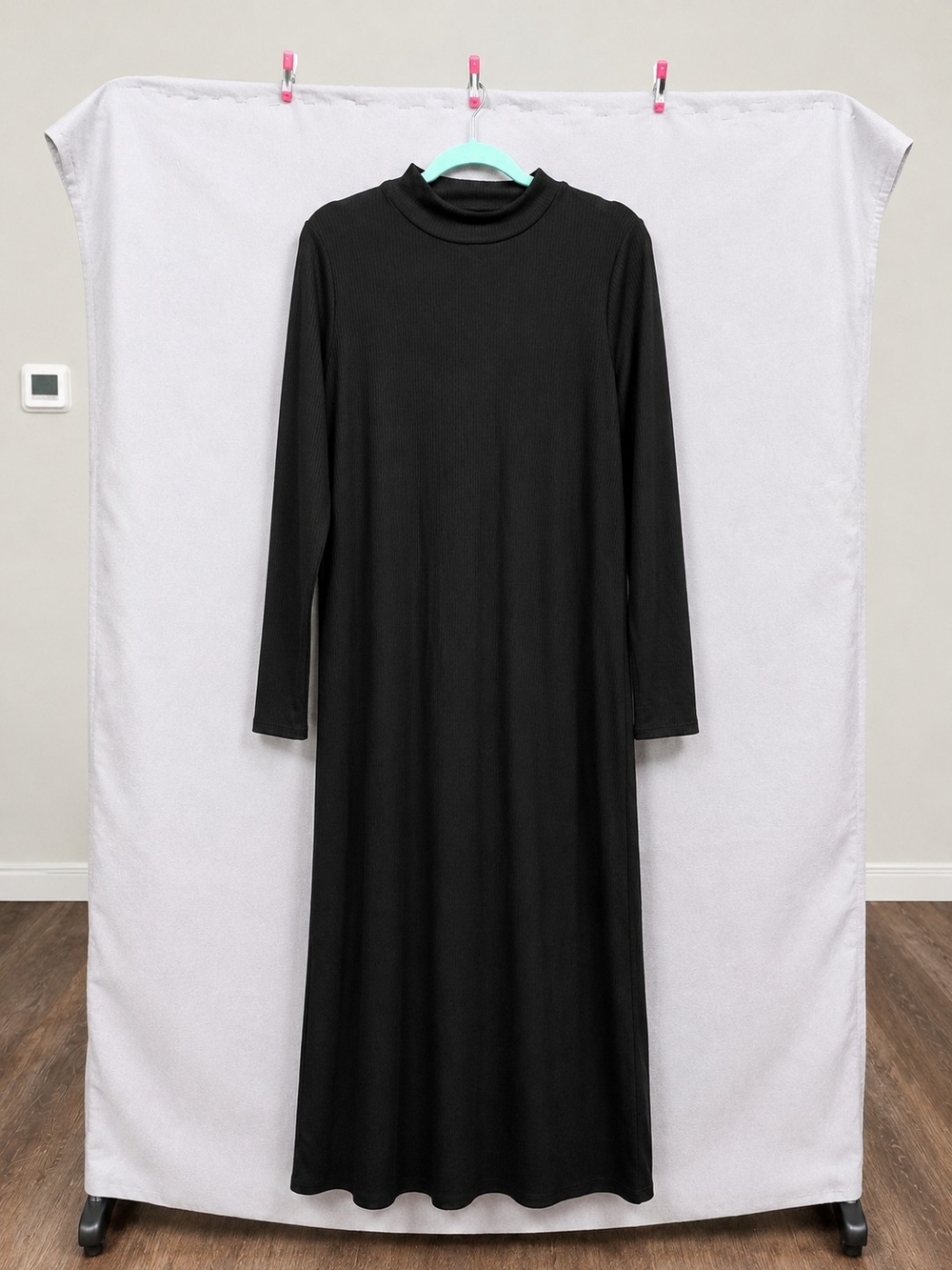 And Now This Black Ribbed Mock Neck Maxi Dress – Size 1X
